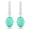 1.49 Carat Genuine Zambian Emerald and White Diamond 10K White Gold Earrings