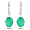 1.49 Carat Genuine Zambian Emerald and White Diamond 14K White Gold Earrings
