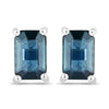 0.80 Carat Genuine Blue Sapphire 14K White Gold Earrings