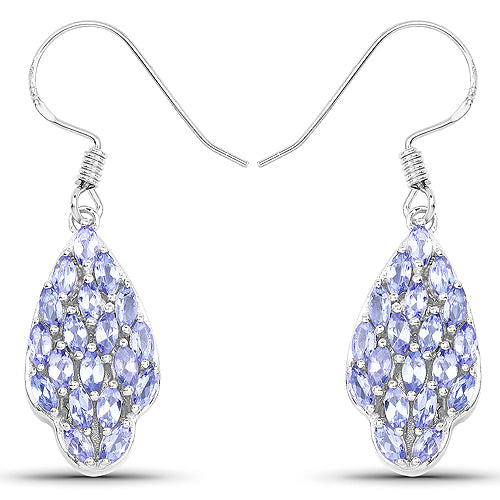 3.04 Carat Genuine Tanzanite .925 Sterling Silver Earrings - imagen 4 de 6
