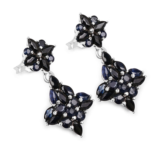 Серьги из серебра 925 пробы с натуральными синими сапфирами, 3,33 карата