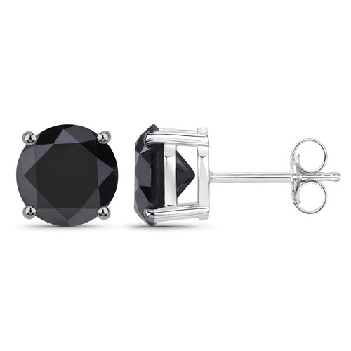 Pendientes de oro blanco de 14 quilates con diamantes negros genuinos de 4,91 quilates