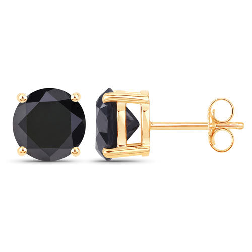 Pendientes de oro amarillo de 14K con diamante negro genuino de 4,91 quilates