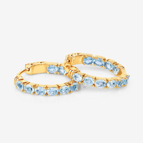 Pendientes de plata de ley .925 con topacio azul genuino de 3.80 quilates