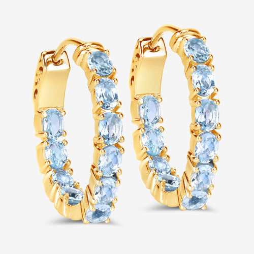 Pendientes de plata de ley .925 con topacio azul genuino de 3.80 quilates