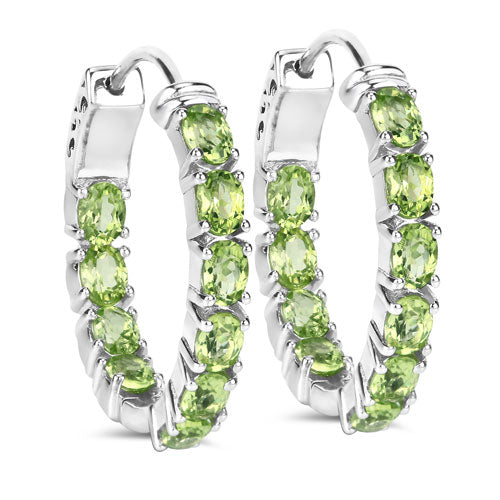 Серьги из серебра 925 пробы с натуральным перидотом, 3,40 карата