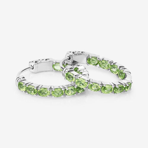 Серьги из серебра 925 пробы с натуральным перидотом, 3,40 карата