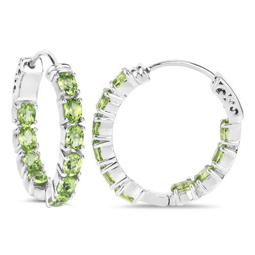 Серьги из серебра 925 пробы с натуральным перидотом, 3,40 карата