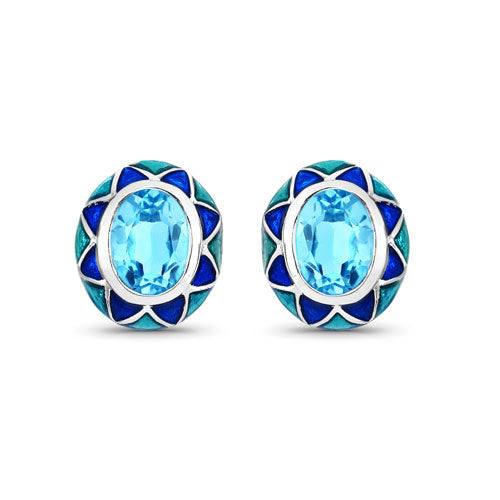 Pendientes de plata de ley .925 con topacio azul suizo auténtico de 2,90 quilates