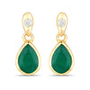 1.35 Carat Genuine Zambian Emerald and White Diamond 14K Yellow Gold Earrings