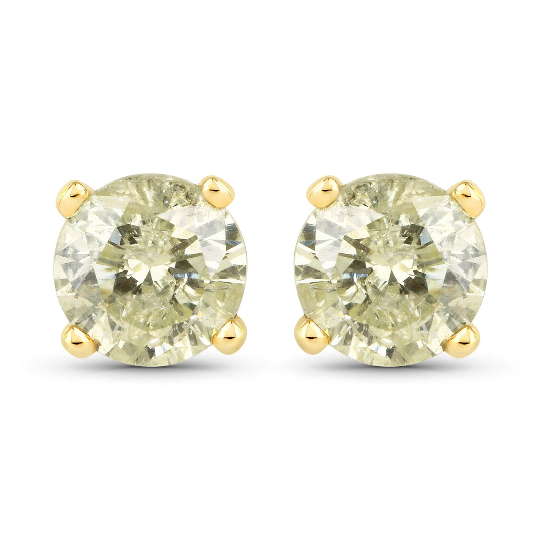 1.15 Carat Genuine LB Diamond 14K Yellow Gold Earrings