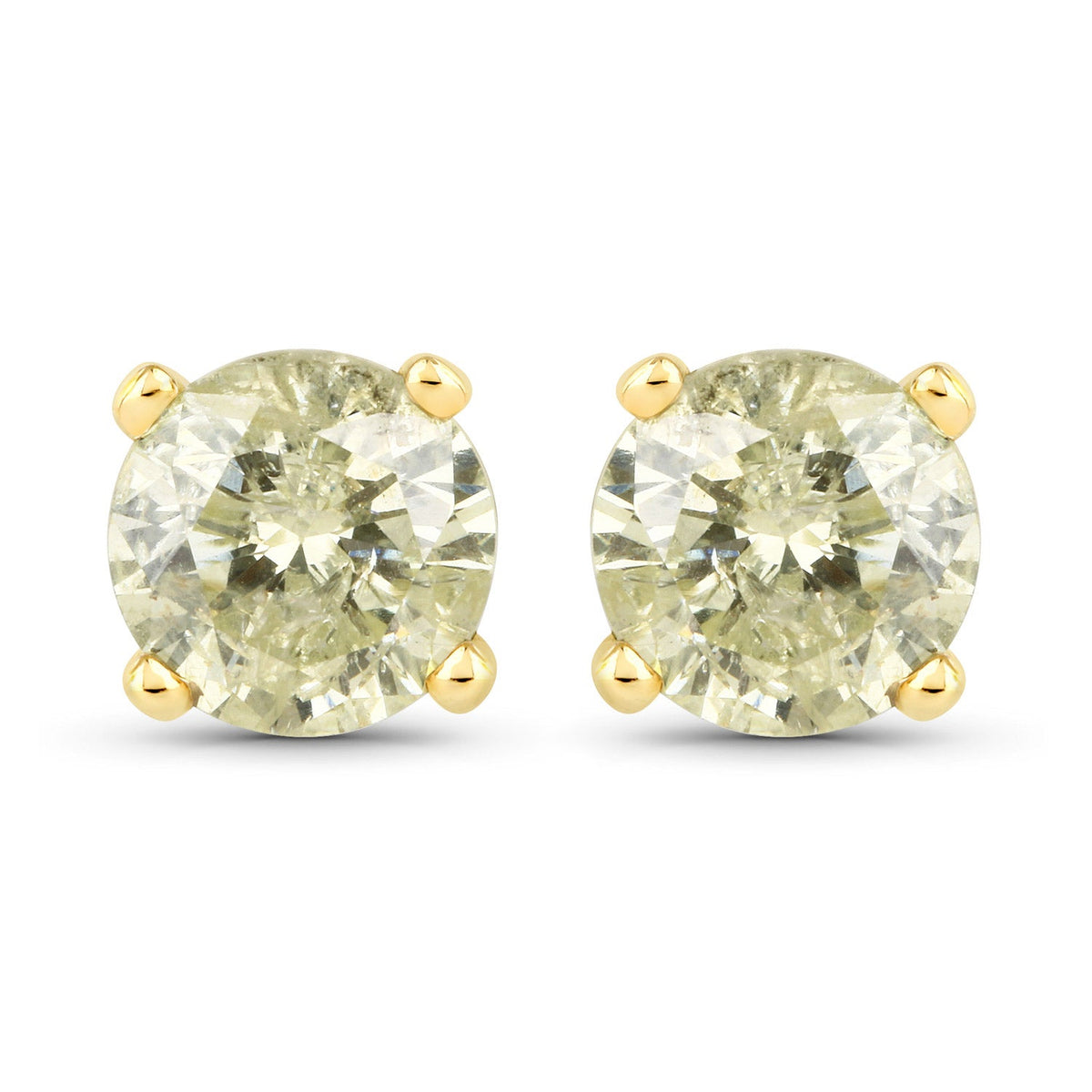 Aretes de oro amarillo de 14 quilates con diamantes LB auténticos de 1,15 quilates