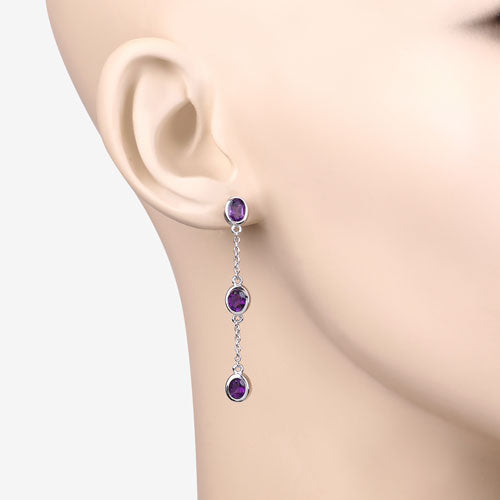 Pendientes de amatista genuina de 2,04 quilates de plata esterlina 925