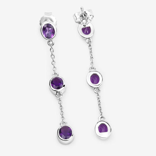 Pendientes de amatista genuina de 2,04 quilates de plata esterlina 925