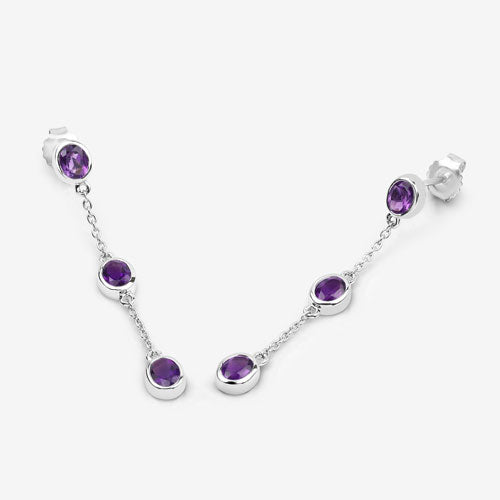 Pendientes de amatista genuina de 2,04 quilates de plata esterlina 925