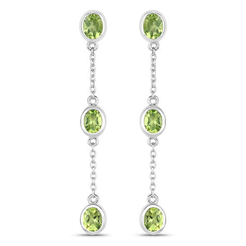 Aretes de peridoto genuino de 2.10 quilates en plata de ley .925