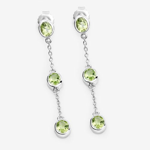 Aretes de peridoto genuino de 2.10 quilates en plata de ley .925