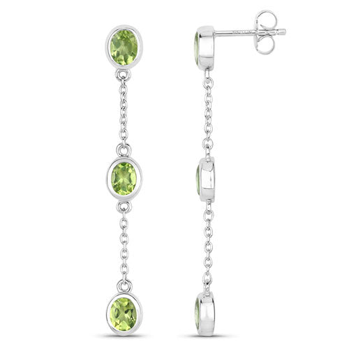 Aretes de peridoto genuino de 2.10 quilates en plata de ley .925
