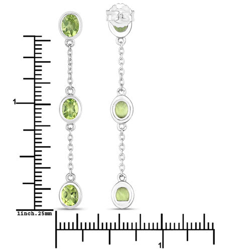 Aretes de peridoto genuino de 2.10 quilates en plata de ley .925