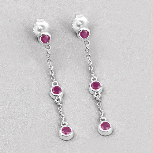 Pendientes de plata de ley .925 con rubí auténtico de 0.78 quilates