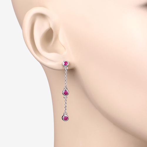 Pendientes de plata de ley .925 con rubí auténtico de 0.78 quilates
