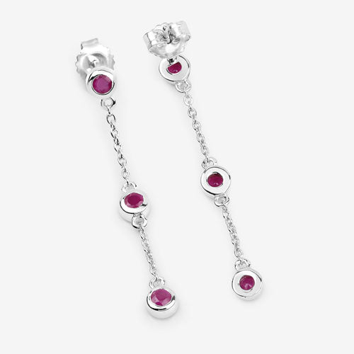 Pendientes de plata de ley .925 con rubí auténtico de 0.78 quilates