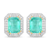 2.99 Carat Genuine Ethiopian Emerald and White Diamond 14K Yellow Gold Earrings