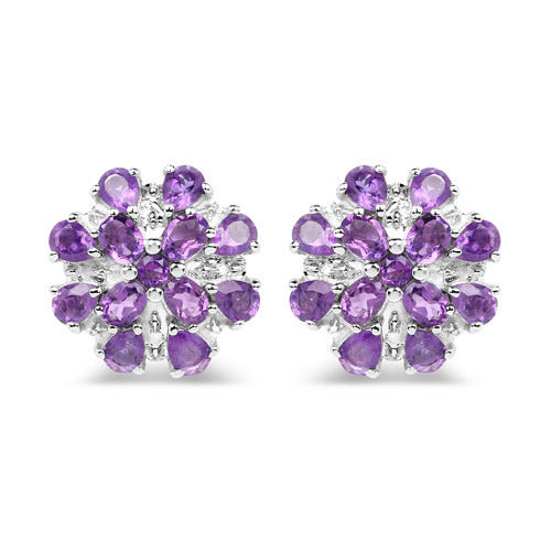 3.80 Carat Genuine Amethyst .925 Sterling Silver Earrings - imagen 4 de 6