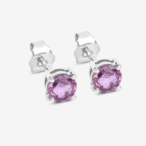Серьги из белого золота 10 карат с натуральным розовым сапфиром 1,30 карата