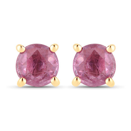 Серьги из розового сапфира 1,30 карата и желтого золота 10 карат