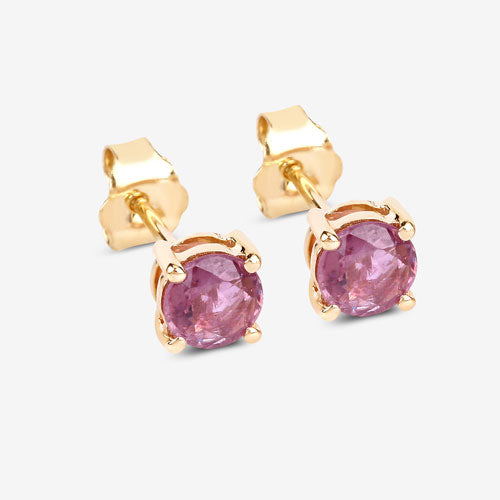 Серьги из розового сапфира 1,30 карата и желтого золота 10 карат