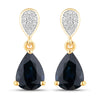 2.76 Carat Genuine Blue Sapphire and White Diamond 10K Yellow Gold Earrings