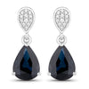 2.76 Carat Genuine Blue Sapphire and White Diamond 14K White Gold Earrings