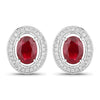 2.12 Carat Genuine Ruby and White Diamond 14K White Gold Earrings