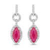 1.23 Carat Genuine Ruby and White Diamond 14K White Gold Earrings