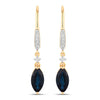 2.73 Carat Genuine Blue Sapphire and White Diamond 14K Yellow Gold Earrings