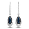 2.79 Carat Genuine Blue Sapphire and White Diamond 14K White Gold Earrings