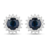 2.38 Carat Genuine Blue Sapphire and White Diamond 14K White Gold Earrings