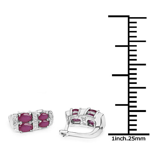 Серьги из стерлингового серебра 925 пробы с рубинами (заполненные стеклом) общим весом 3,20 карата