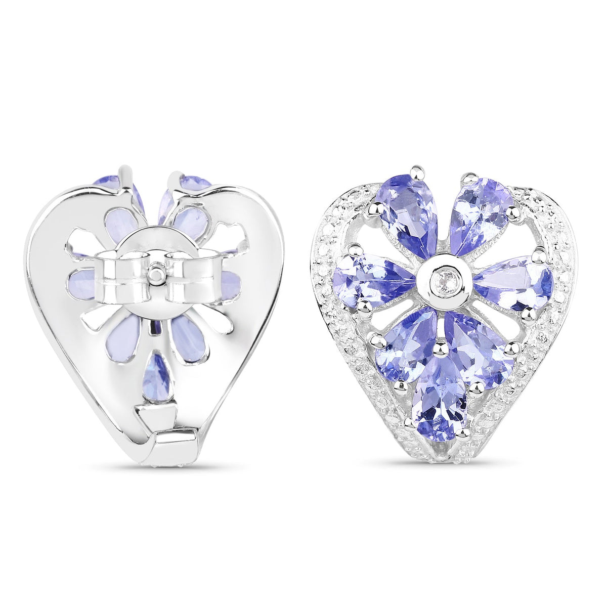 2.97 Carat Genuine Tanzanite & White Topaz .925 Sterling Silver Earrings - изображение 3 из 6