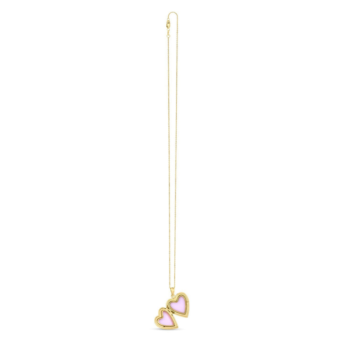 Collar con medallón de oro amarillo de 14k y diamantes con forma de corazón