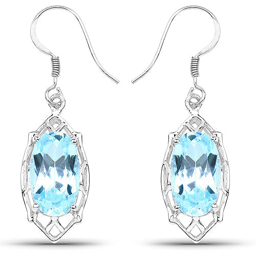 Pendientes de plata esterlina .925 con topacio azul genuino de 13,68 quilates