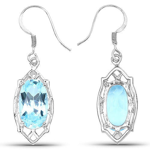 Pendientes de plata esterlina .925 con topacio azul genuino de 13,68 quilates