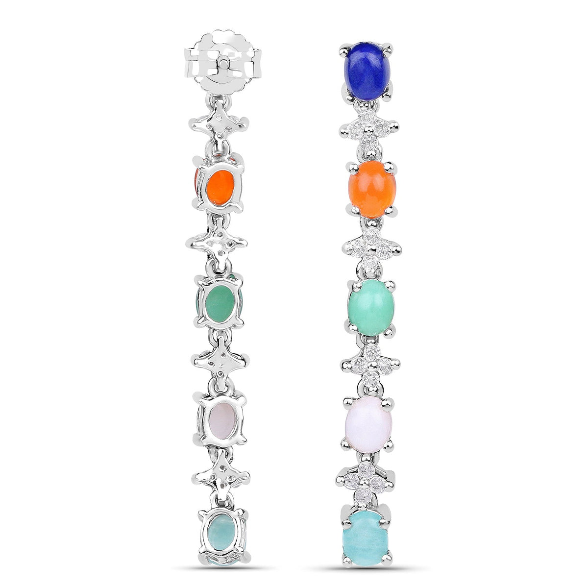 Pendientes de plata de ley .925 con varias piedras preciosas de 4,40 quilates