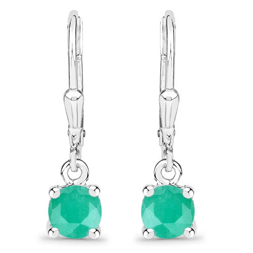 Aretes de esmeralda auténtica de 0,92 quilates en plata de ley 925