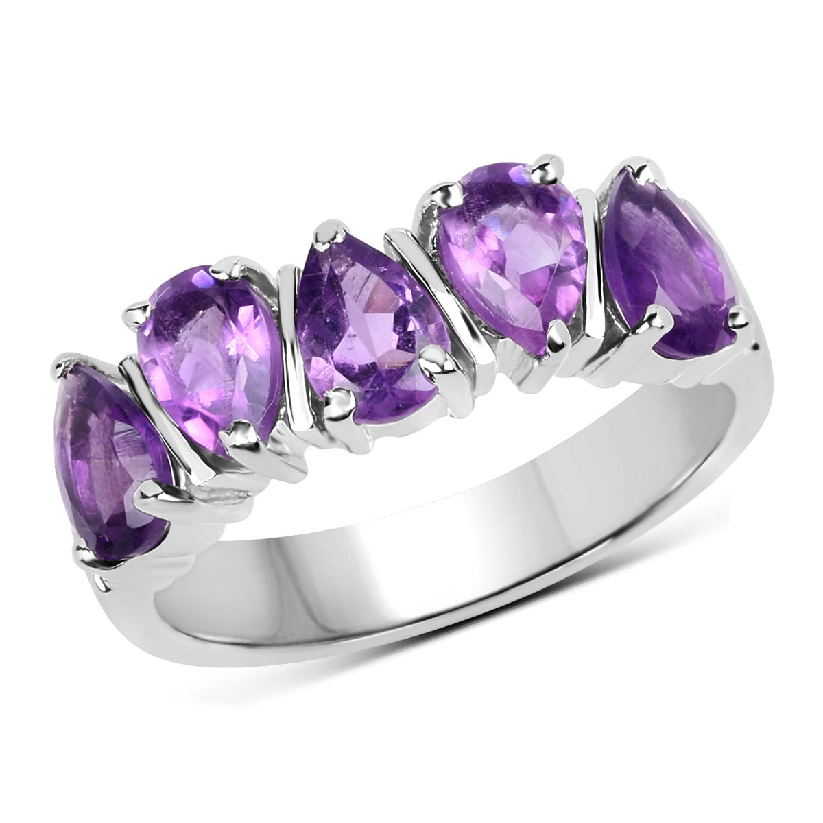 Anillo de Plata de Ley .925 con Amatista Genuina de 1.85 Quilates