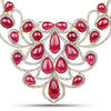 160.14 Carat Glass Filled Ruby and White Diamond .925 Sterling Silver Necklace
