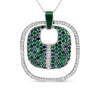 .925 Sterling Silver Green Enamel Pendant with 1/2 Cttw Diamond, Sapphire, and Tsavorite Openwork Statement 18