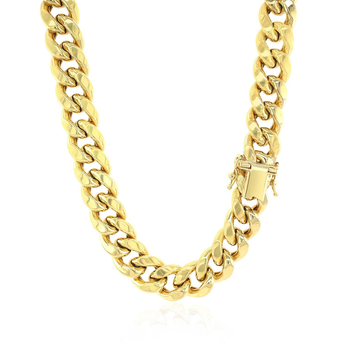 Cadena cubana Miami semirrígida de oro amarillo de 14k y 10.5mm