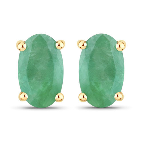 Pendientes de Oro Amarillo de 10K con Esmeralda de Zambia Genuina de 0,38 Quilates